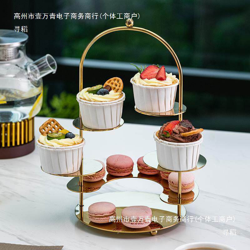 意不锈钢多层午茶点心甜YJE创品台装饰摆件展示架歇蛋下糕架子茶