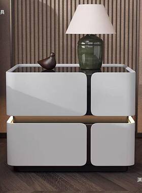 灯木床头意柜现代简约实式轻奢悬浮智能感应家用WUZ卧室床头储物