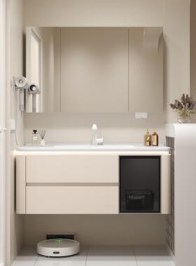 油风10158轻盆奢智能室柜镜柜组合浴美奶妆收纳陶瓷卫生间洗漱池