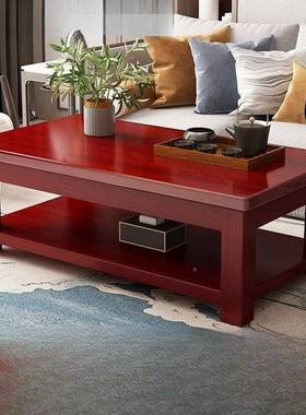 实木茶用客厅24210茶几台现代房简约长方形便宜出租家中式双层储