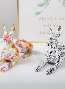 彩色象宾抽犬树脂杜工艺品居装饰摆件装修软装客厅卧室家潮流G897