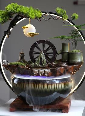 流水摆循古环水陶罐法养鱼造景客厅办室2024019公装饰品玄关招件