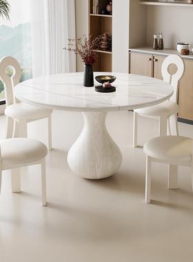 36420复25款实木岩板餐桌用椅组合家小新户型意式饭桌古可伸缩圆