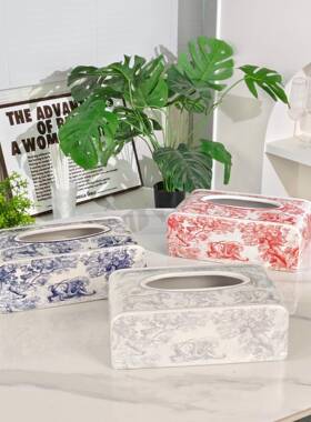 茹伊红蓝老纸客巾盒高灰端轻奢厅茶SCT几创意家居装饰品蓝色虎粉