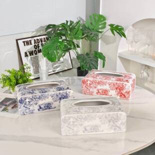 茹伊红蓝老纸客巾盒高灰端轻奢厅茶SCT几创意家居装饰品蓝色虎粉