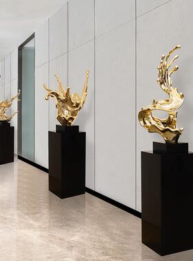 花抽板象15447雕塑玄关装饰品客落地摆水件样间软装酒店厅大堂摆