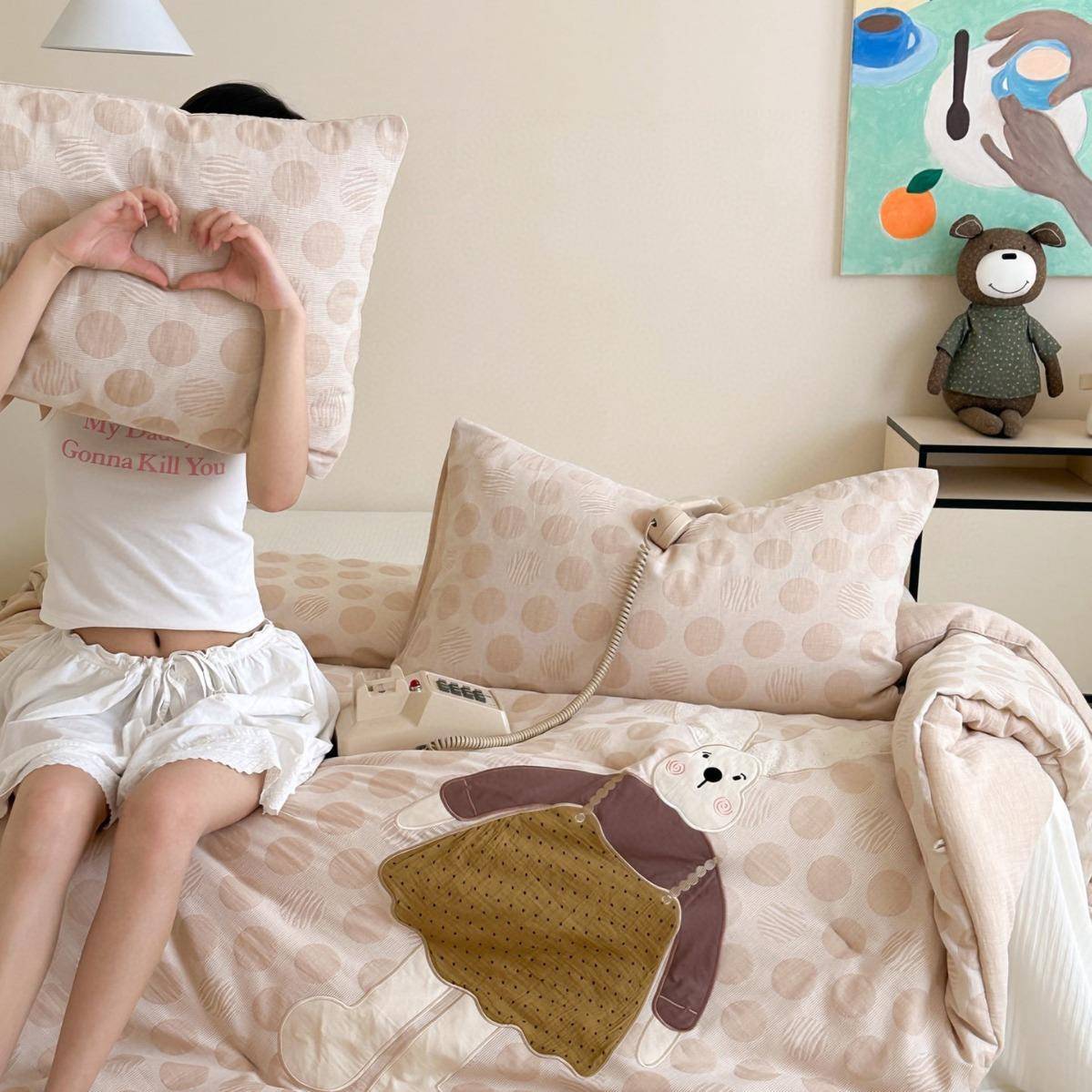 全棉色织层纱儿卡通幼儿园被子IZB童春秋被芯可冬双纯棉机洗可爱