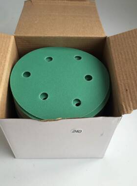 大美光速绿色干磨80目100砂纸5寸6孔125mm绒磨气打片背动绒圆盘无