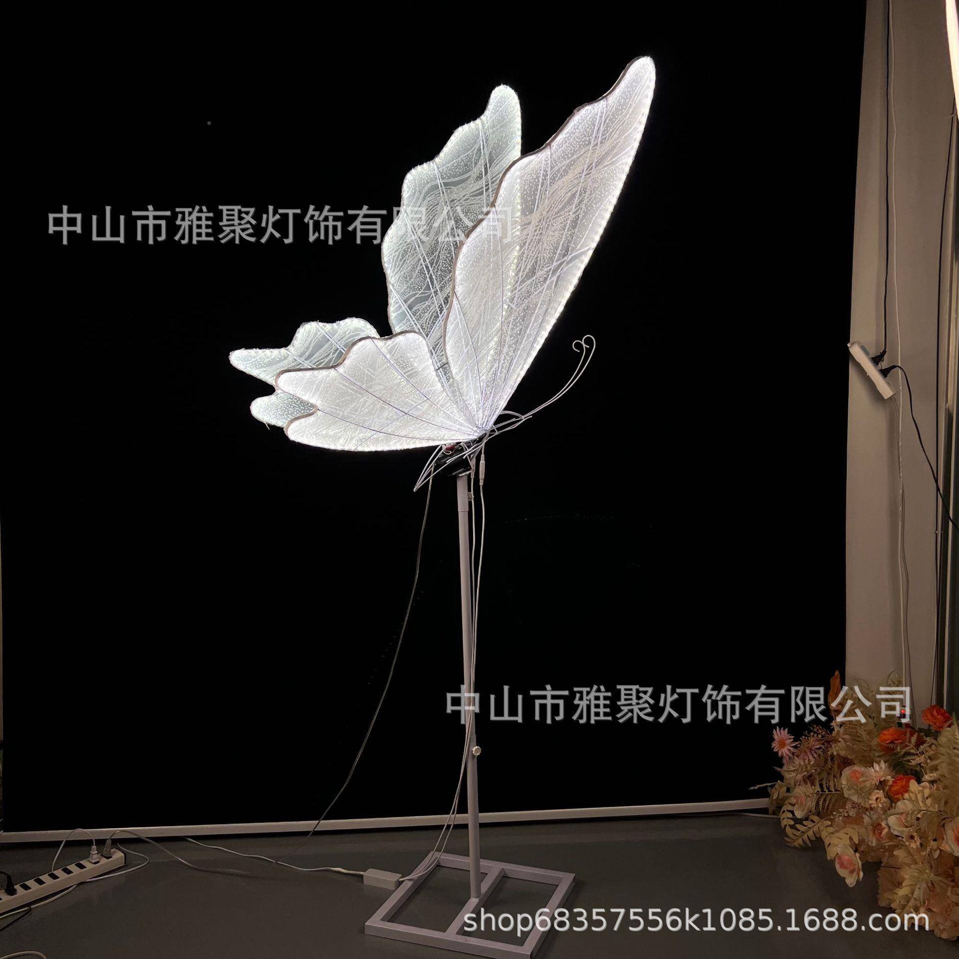 婚庆道具布艺发光蝶翅膀舞台装XMG引饰吊顶婚摆礼蝴路场景布置件