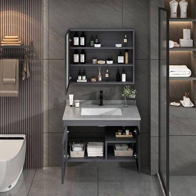 灰色太间铝浴室柜ENC瓷卫生洗手台一体式陶盆空洗漱台盆陶瓷岩板