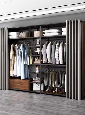 轻奢简落地开放25332步入金属衣间挂架组合双层约卧室衣柜帽定衣