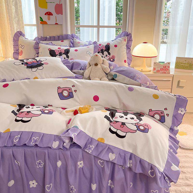 床裙款m加.厚物磨毛四件套15米1.8公主风植羊绒斜纹被BUV套双人床