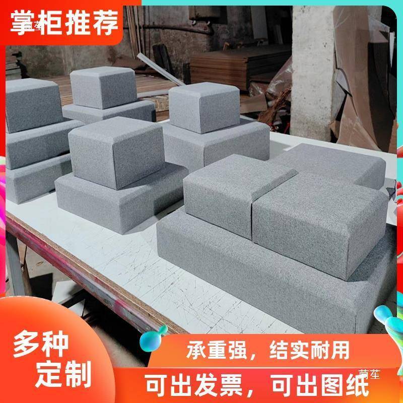 博物馆展示台文献玉器古董硬包亚麻布展示台实木底座摆台托盘