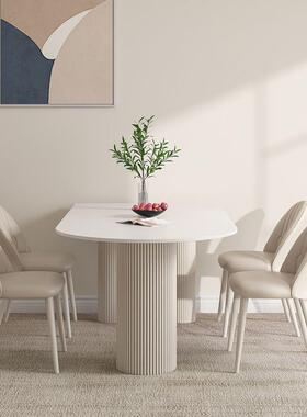 岩板FTS台餐桌一体现代简约用小户型家轻奢形奶岛油风餐异桌椅组