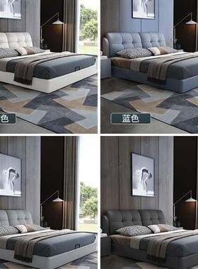 约轻奢现15779代简床主卧大气软包婚双床1.5米.18科技布艺人床