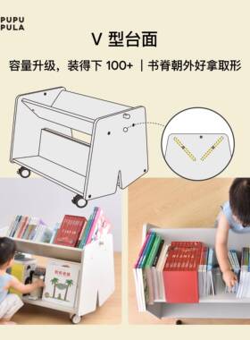 L7动书架小裤子绘本架儿童宝宝收纳架置物架移带轮小推简现LVL代