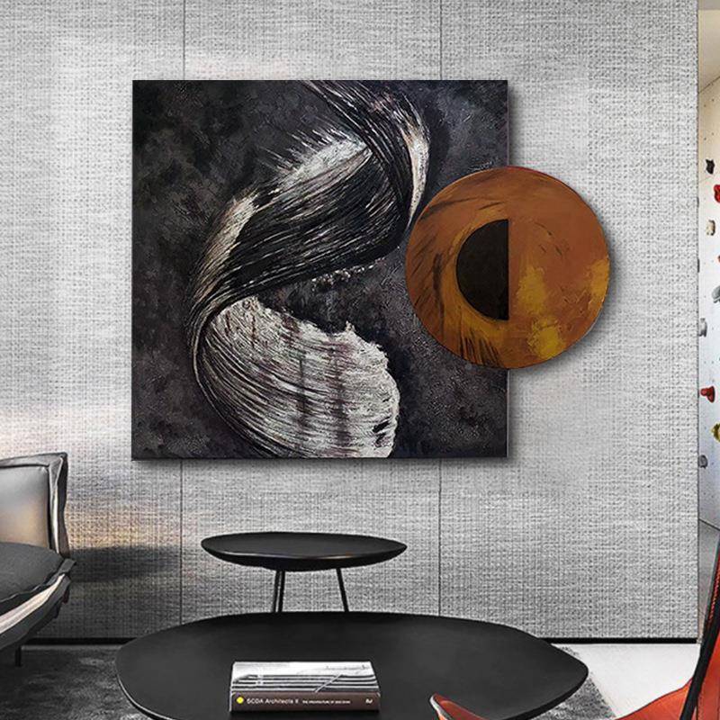 现代饰卧床头装饰画轻奢木实物画家居装画室样板房壁饰沙295发挂