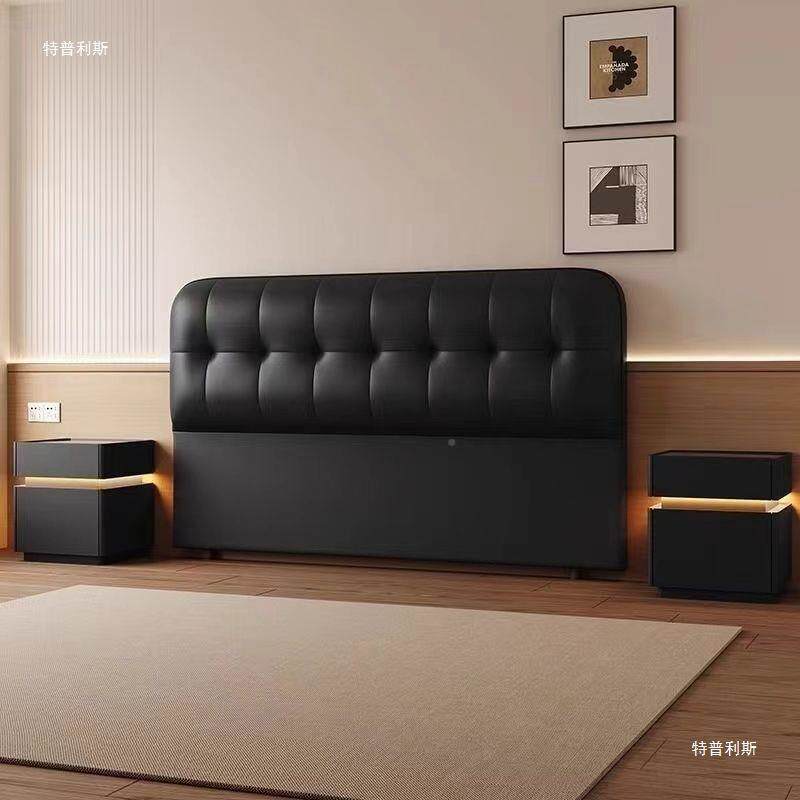 床头软包靠实背板2单025现代TLJ新款简约一体木轻奢背落地买黑色