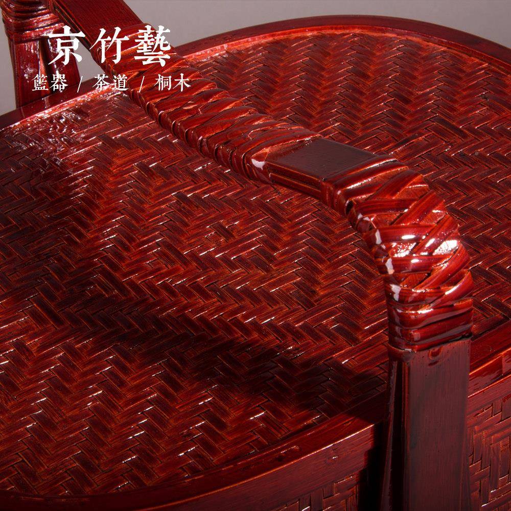 竹篮子酒外卖送手提篮框竹编家食盒婚庆拜RBW拜餐用野餐店篮圆形