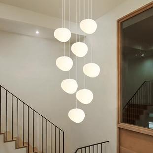 奶油风简约楼梯灯创意墅长线别客厅楼BNQ梯间挑lo吊ft复式 空楼大