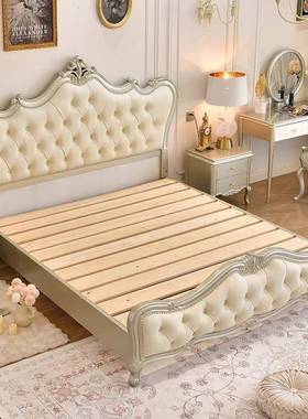 美式轻奢实木床1.8米双代人主卧大床现简约主20公25奶油DNB风法式