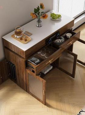 岩板简约款岛桌台餐桌一体实木多功能小户BTO家用新折型叠吃饭伸