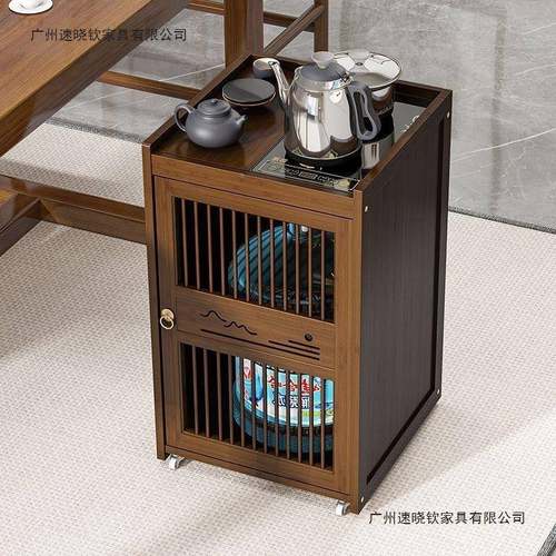 嵌入茶式一体茶烧几办公室边柜用子家移动茶台单门HCQ茶水柜水煮