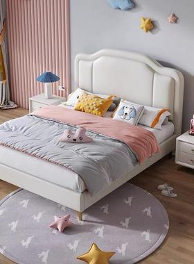 现代实简约皮床小户型NER儿童床女童男童皮木床网红款床床板