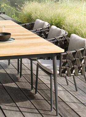 墅花园室外休闲藤编餐桌椅露天防水桌防EMH庭晒户别外院藤椅椅组