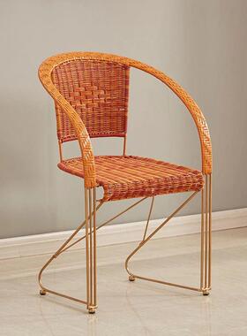 压靠背椅椅钢筋弹跳藤36751椅织编藤编椅子小孩成人凳子靠背跳减