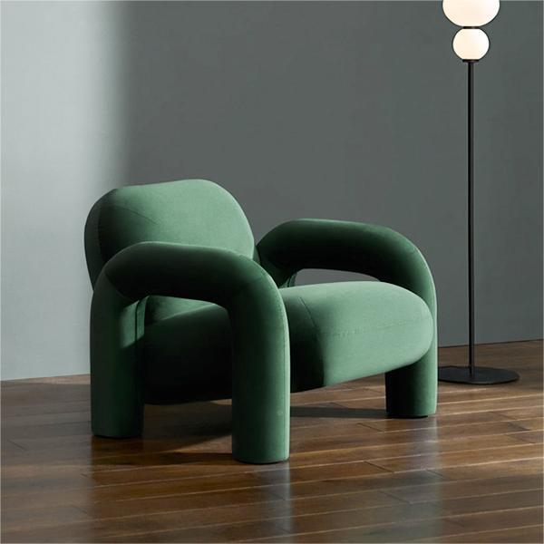 8V简椅约单VVC人沙发发椅沙发子布艺沙休闲小椅子乳白色按小摩椅