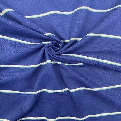 厂家直销季针汗布涤棉织色织间条夏恤RLQ网眼提花拉架布男装Tpolo