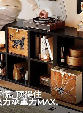 OLR保型中古风卡莱格子柜钢制环书架克落地置物架自物由组合柜子