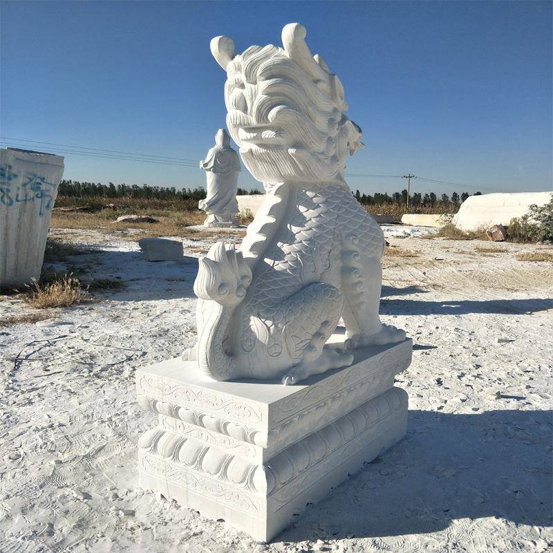 石白雕麟麒汉玉麒麟现货口摆放招财麒麟门貔貅狮子大象DIV摆件