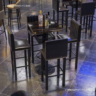 复古酒吧高散桌台702子清吧高脚桌椅组业合工风小酒馆吧台脚凳子