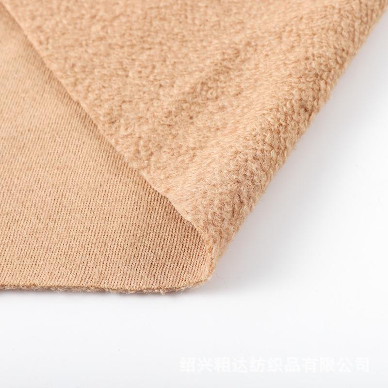 秋新款毛织针小羊圈圈呢羊毛面ILY料冬大衣呢素色粗纺单面呢呢面