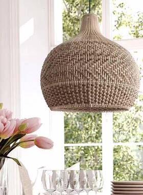 复古藤艺灯手工编灯罩中式餐吊厅藤吊饭店MVO客厅卧室书房酒吧藤