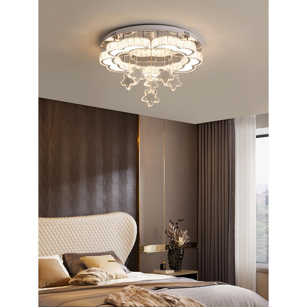 卧室晶le灯d吸顶灯简约现代馨轻奢客厅书房温浪漫主FRD卧房间水灯