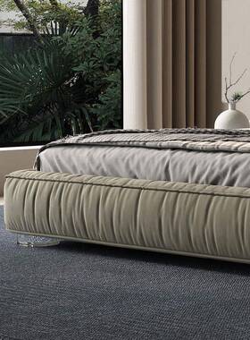 意式极简布艺床主卧磨1科.8m双PXK人大床砂技布入式软包嵌床