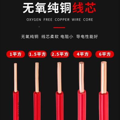 达线2.国标4平5708方铜芯电线1.5/6阻燃BV缆线北单芯线导线家用电