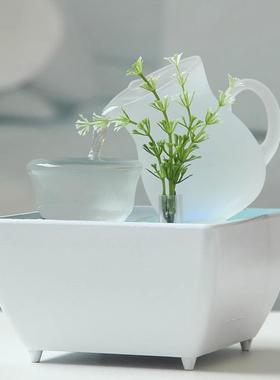 现代简约铁艺流水摆件循装环水公室99072意家居桌办面创轻奢玻璃