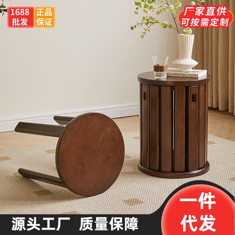 实木子凳可放LRT家用矮凳客厅板凳餐厅座椅四合一沙叠发边可几收
