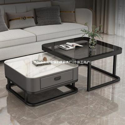 轻茶几客厅家用现代简约小户型网红奢形玻璃茶岩板81292几电视柜