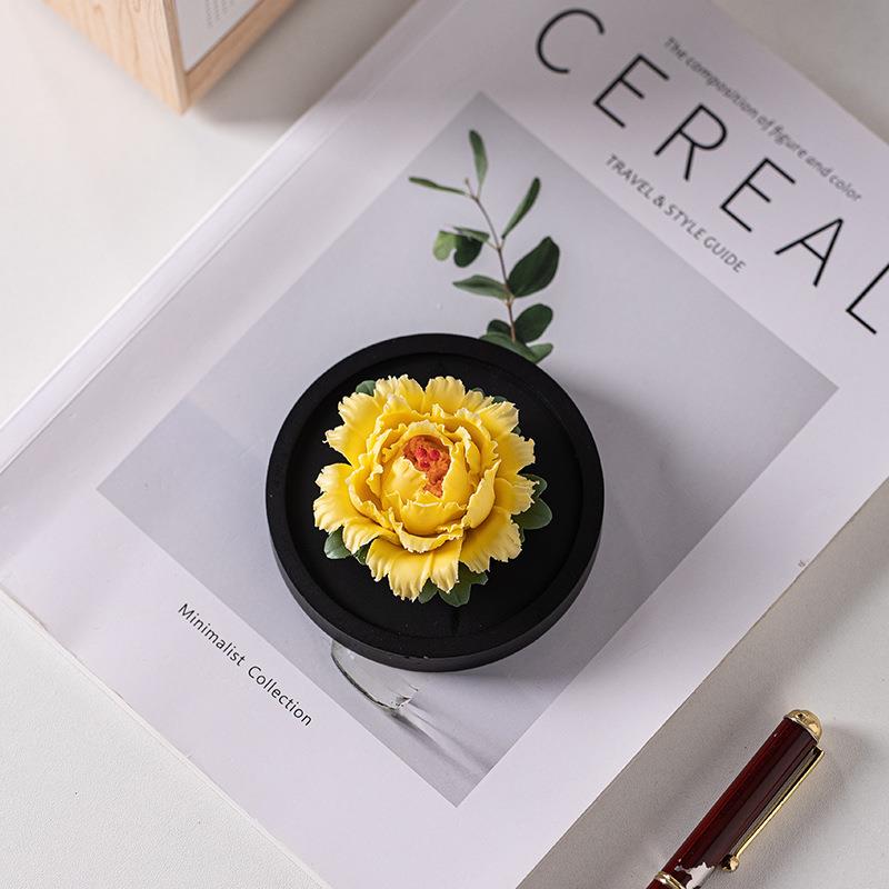 德化非手捏牡遗丹瓷花摆件陶瓷扩香桌器办公室中式面手家居DLW工