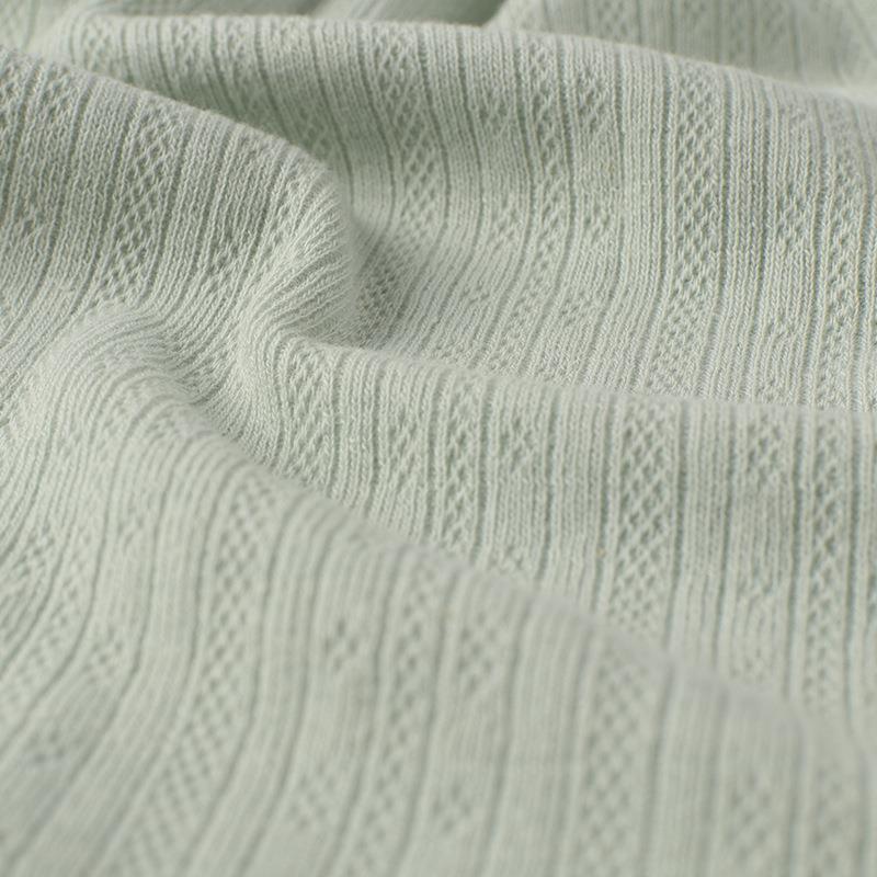 竖有机棉针织提花LTJ儿弹力罗纹纹挑孔双层布夏婴春家居服睡衣布