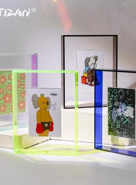 创意力di吸0649y彩色亚克透明悬磁相框摆台6寸浮画框A4海报装裱挂