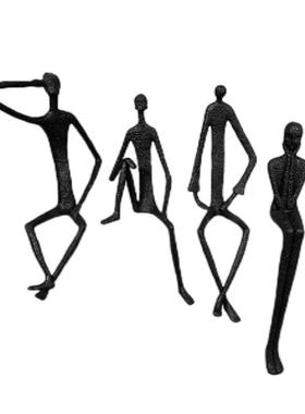 北欧样板意间黑色抽象人物雕摆件创铸视铁装DIO饰品电柜玄关摆设