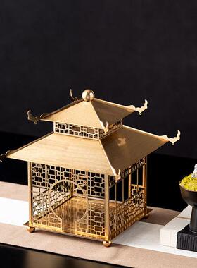 新式镂金属感宫殿宝塔中摆件售楼处酒店客厅展示空柜高TAR级装饰