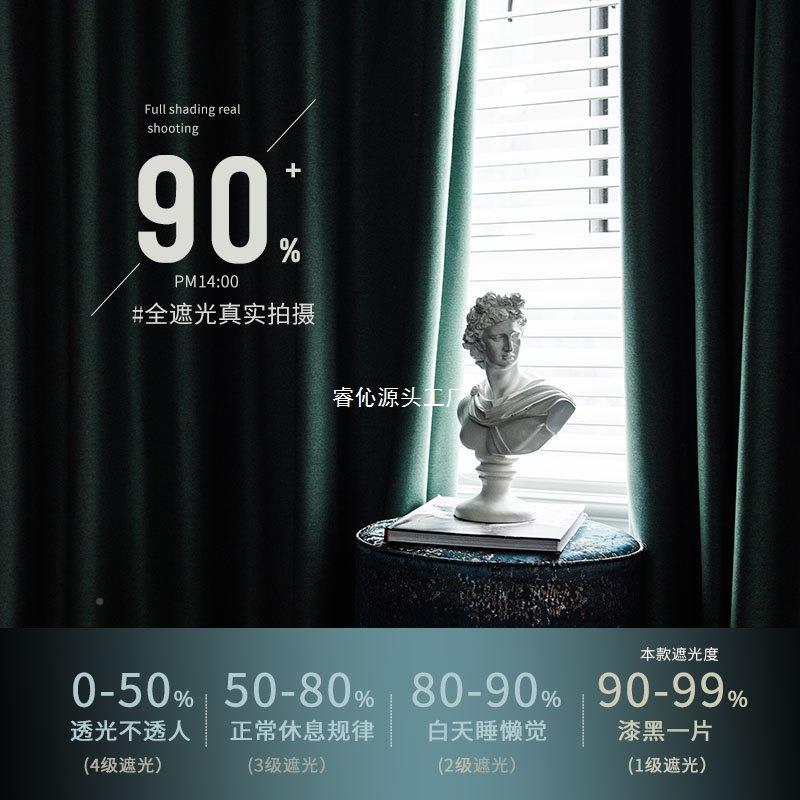 ins风北遮光帘卧室欧纯色拼2020窗接年新款现代简约客厅全815遮阳