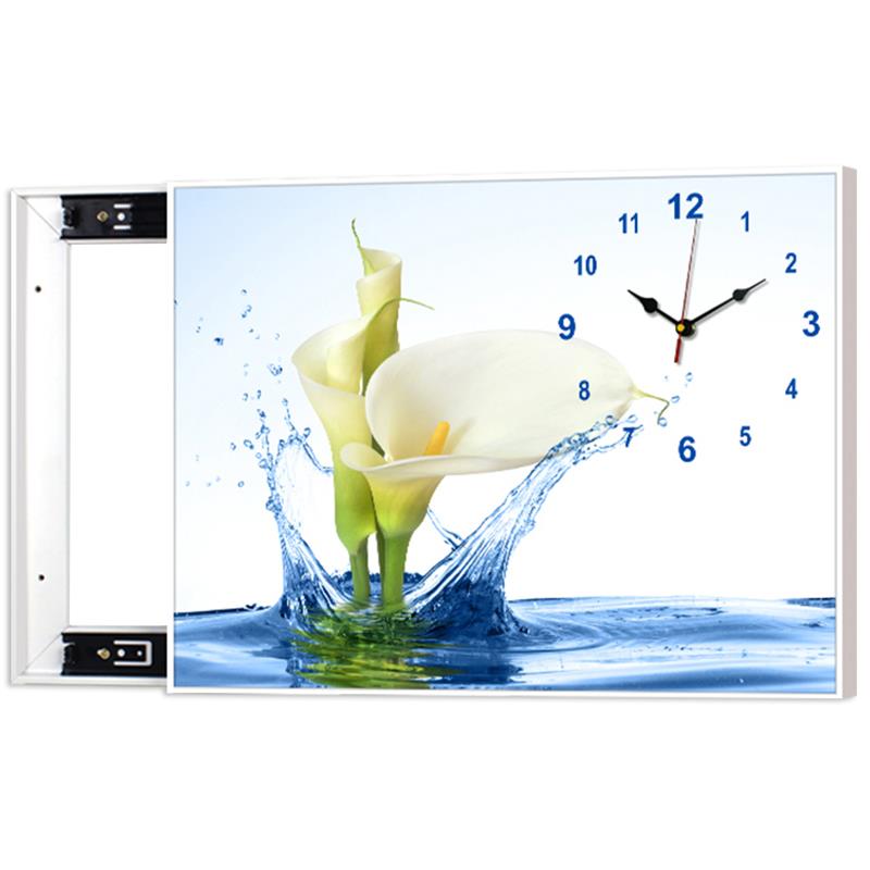 客厅表箱饰画带钟餐厅电闸箱遮挡壁电表装画免324SD-3打孔推拉配